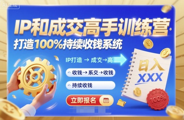 带你成为IP和成交高手的训练营，打造100%持续收钱系统-禾谷轻创网