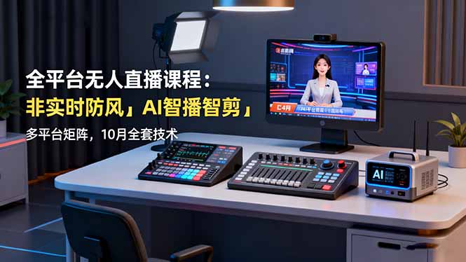 全平台无人直播课程：非实时防风＋AI智播智剪＋多平台矩阵，10月全套技术-禾谷轻创网