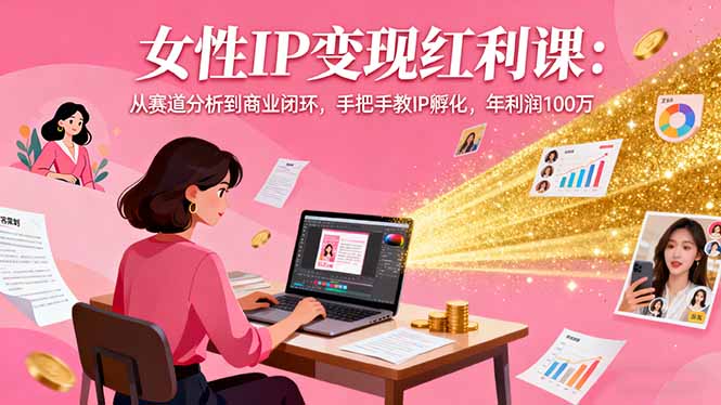 女性IP变现红利课：从赛道分析到商业闭环，手把手教IP孵化，年利润100万-禾谷轻创网
