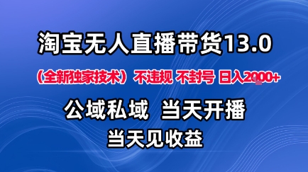 淘宝无人直播13.0，公域私域技术，不封号，不违规布局下半年旺季赛道，日入1K+(独家技术)【揭秘】-禾谷轻创网