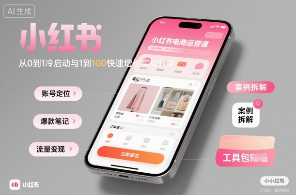 小红书电商运营课：从0到1冷启动与1到100快速增长实战教学-禾谷轻创网