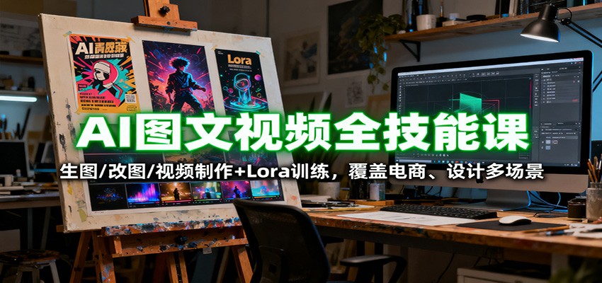 AI图文视频全技能课：生图/改图/视频制作+Lora训练，覆盖电商 、设计多场景-禾谷轻创网