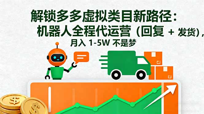 解锁多多虚拟类目新路径：机器人全程代运营(回复 + 发货-禾谷轻创网
