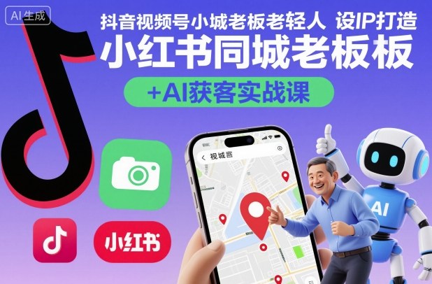抖音视频号小红书同城老板轻人设IP打造+AI获客实战课，人设打造-算法拆解-拍摄剪辑-内容运营-AI创作-禾谷轻创网