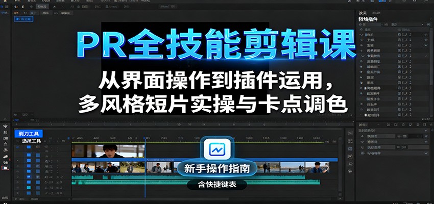 PR全技能剪辑课：从界面操作到插件运用，多风格短片实操与卡点调色-禾谷轻创网