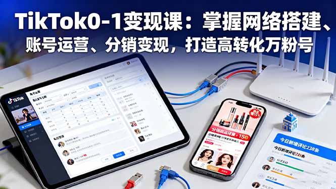TikTok0-1变现课：掌握网络搭建、账号运营、分销变现，打造高转化万粉号-禾谷轻创网