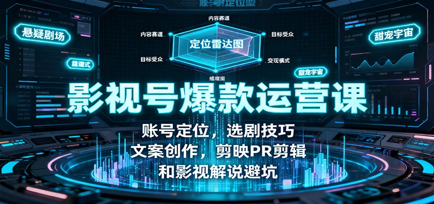 影视号爆款运营课：账号定位，选剧技巧，文案创作，剪映PR剪辑和影视解说避坑-禾谷轻创网