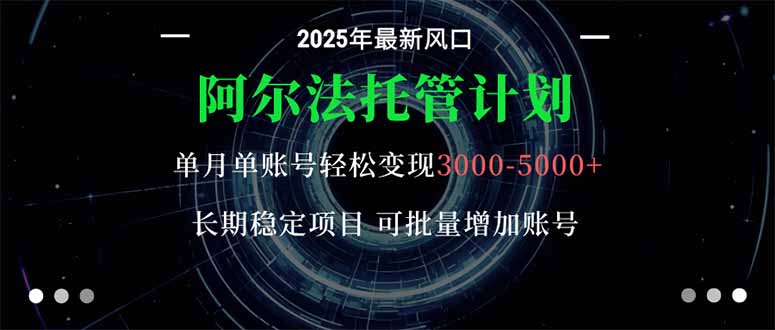 阿尔法托管计划 单账号月入3000-5000，长期稳定项目，新手小白轻松上手。-禾谷轻创网
