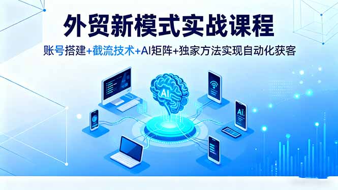 外贸新模式实战课程，账号搭建+截流技术+AI矩阵+独家方法实现自动化获客-禾谷轻创网