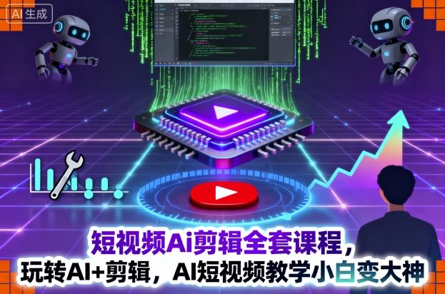 短视频Ai剪辑全套课程，玩转AI+剪辑，AI短视频教学小白变大神-禾谷轻创网