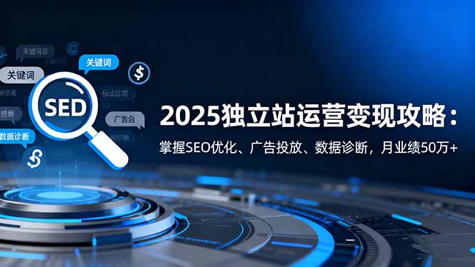 2025独立站运营变现攻略：掌握SEO优化、广告投放、数据诊断，月业绩50万+-禾谷轻创网
