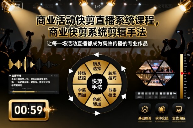 商业活动快剪直播系统课程，商业快剪系统剪辑手法-禾谷轻创网
