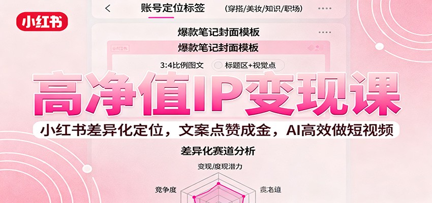 高净值IP变现课：小红书差异化定位，文案点赞成金， AI高效做短视频-禾谷轻创网