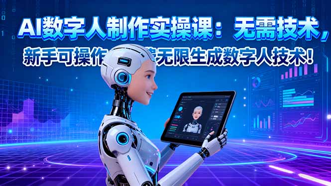 AI数字人制作实操课：无需技术，新手可操作，免费无限生成数字人技术！-禾谷轻创网