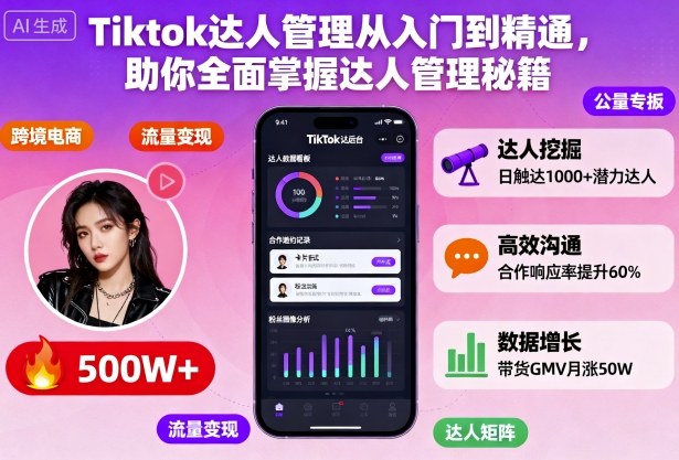 Tiktok达人管理从入门到精通，助你全面掌握达人管理秘籍-禾谷轻创网