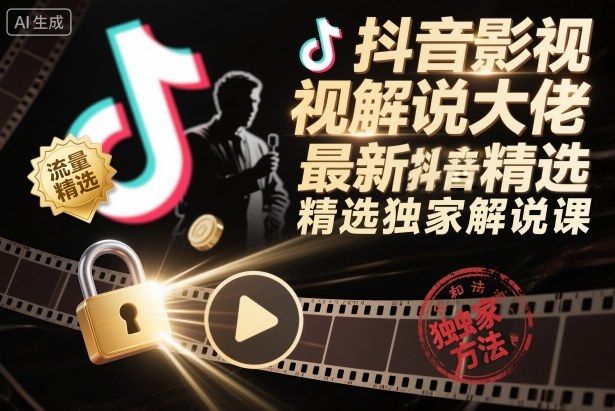 抖音影视解说大佬最新抖音进精选和独家方法，精选独家解说课-禾谷轻创网