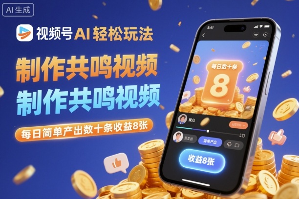 视频号AI轻松玩法，制作共鸣视频，每日简单产出数十条收益8张-禾谷轻创网