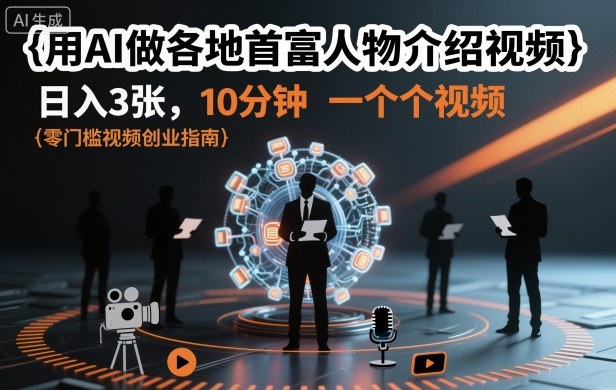 用AI做各地首富人物介绍视频，日入3张，10分钟一个视频-禾谷轻创网