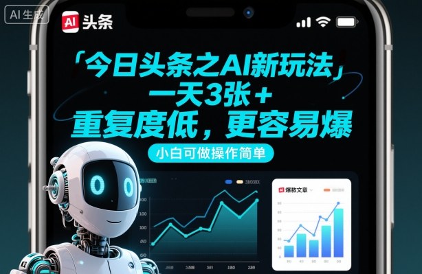 今日头条之AI新玩法，一天3张+，重复度低，更容易爆，小白可做操作简单-禾谷轻创网