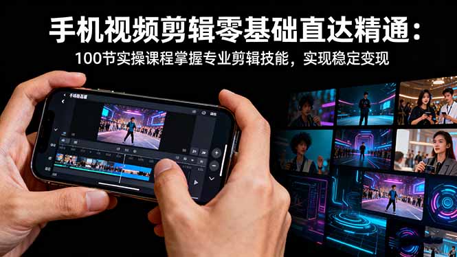 手机视频剪辑零基础直达精通：100节实操课程掌握专业剪辑技能，实现稳...-禾谷轻创网