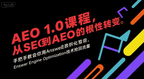 AEO 1.0 课程，从SEO到AE0的基命性转变，手把手教会你用AnswerEngineOptimization技术抢回流量(更新)-禾谷轻创网