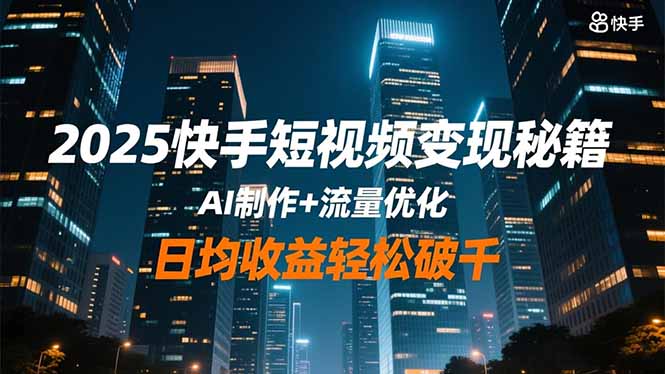 2025快手短视频变现秘籍，AI制作+流量优化，日均收益轻松破千-禾谷轻创网