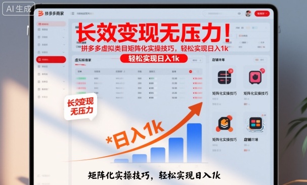 长效变现无压力！拼多多虚拟类目矩阵化实操技巧，轻松实现日入1k【揭秘】-禾谷轻创网
