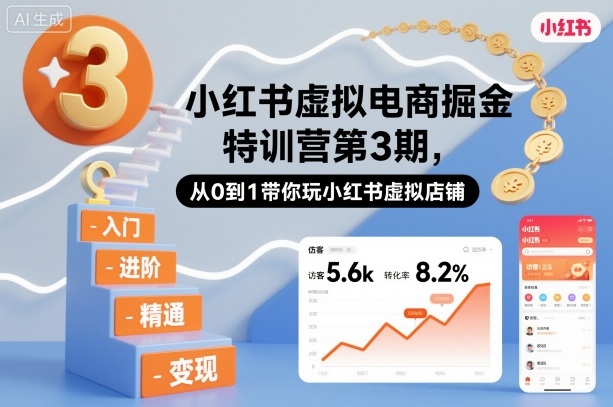 小红书虚拟电商掘金特训营第3期，从0到1带你玩小红书虚拟店铺-禾谷轻创网