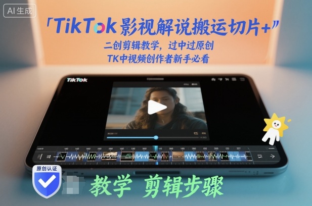TikTok影视解说搬运切片+二创剪辑教学，过中过原创，TK中视频创作者新手必看-禾谷轻创网