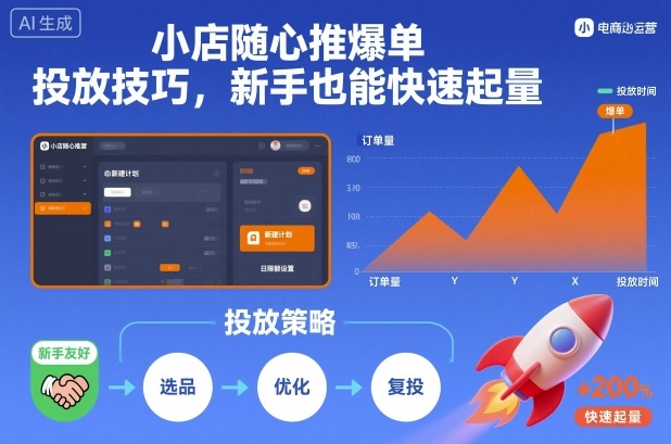 小店随心推爆单投放技巧，新手也能快速起量-禾谷轻创网