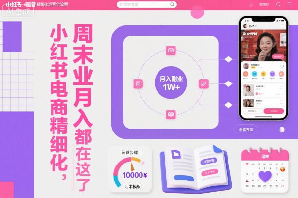 小红书电商精细化运营全流程，周末副业月入1W+，全套方法都在这了-禾谷轻创网