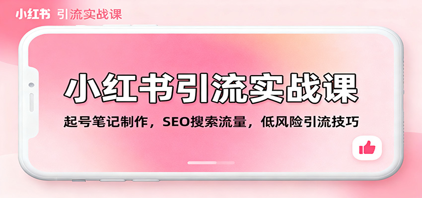 小红书引流实战课：起号笔记制作，SEO搜索流量，低风险引流技巧-禾谷轻创网
