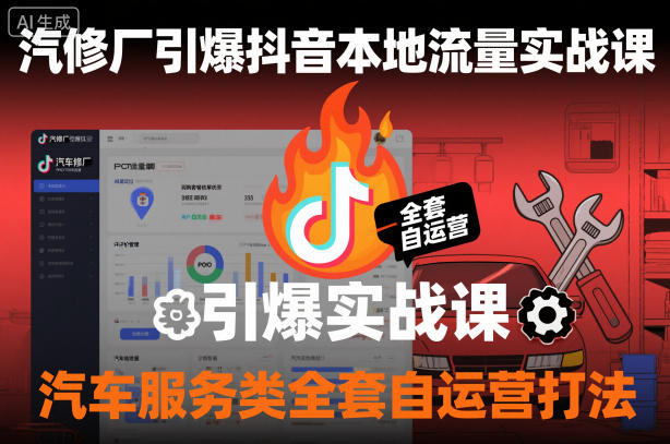 汽修厂引爆抖音本地流量实战课，汽车服务类全套自运营打法-禾谷轻创网