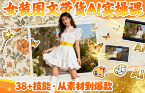 女装图文带货的AI实操课，覆盖38个实用技能，快速提升素材制作效率-禾谷轻创网