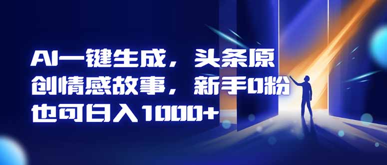AI一键生成，头条原创情感故事，新手0粉也可日入1000+-禾谷轻创网