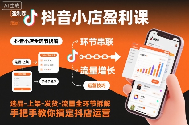 抖音小店盈利课-选品-上架-发货-流量全环节拆解，手把手教你搞定抖店运营-禾谷轻创网