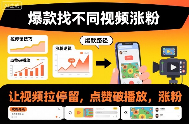 爆款找不同视频涨粉，让视频拉停留，实现点赞，破播放，涨粉-禾谷轻创网