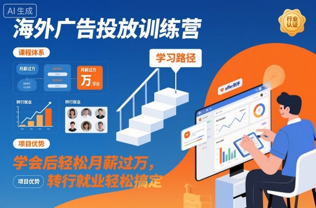 海外广告投放训练营，学会后轻松月薪过万，转行就业轻松搞定-禾谷轻创网