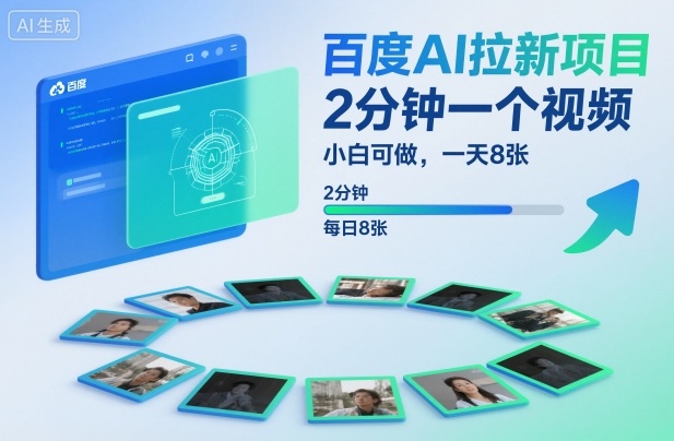 百度AI拉新项目，2分钟一个视频，小白可做，一天8张【附案例+保姆级教程】-禾谷轻创网