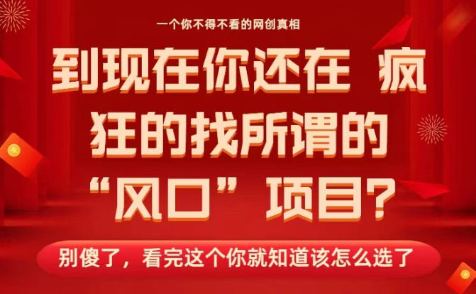 马上26年了，你还在找所谓的风口项目？别傻了，看完这个你全都懂了！【揭秘】-禾谷轻创网