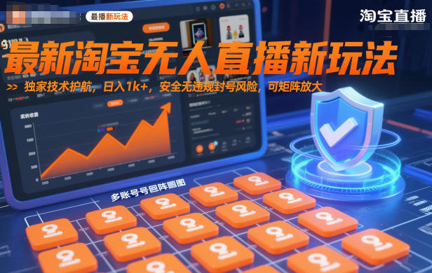 最新淘宝无人直播新玩法，独家技术护航，日入1k+，安全无违规封号风险，可矩阵放大【揭秘】-禾谷轻创网