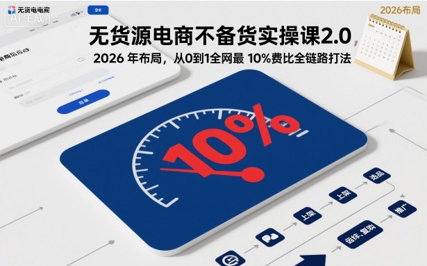 无货源电商不备货实操课2.0，2026年布局，从0到1全网最低10%费比全链路打法【更新】-禾谷轻创网