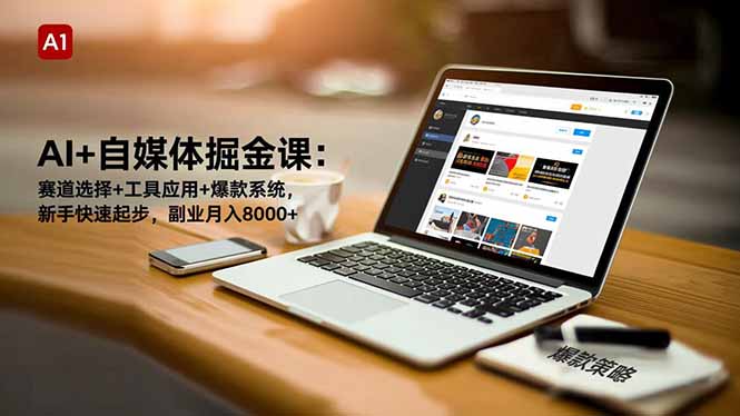 AI+自媒体掘金课：赛道选择+工具应用+爆款系统，新手快速起步，副业月入8000+-禾谷轻创网