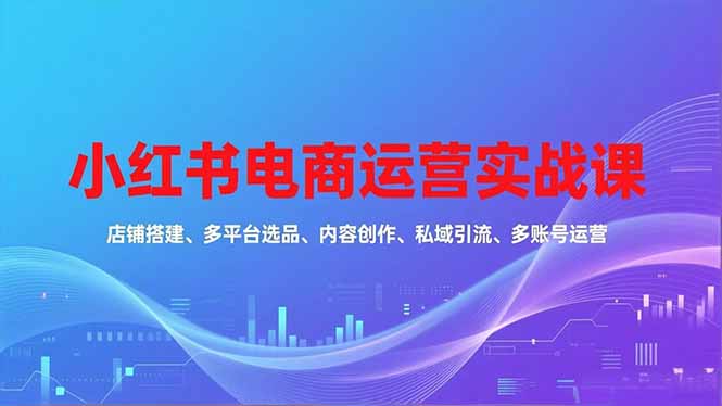 小红书电商运营实战课，店铺搭建、多平台选品、内容创作、私域引流、多账号运营等玩法-禾谷轻创网