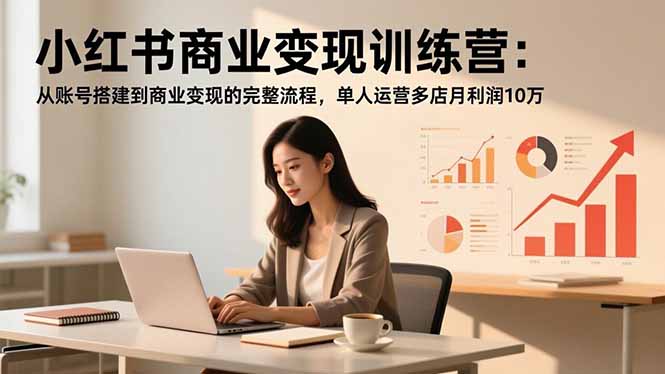 小红书商业变现训练营：从账号搭建到商业变现的完整流程，单人运营多店月利润10万-禾谷轻创网