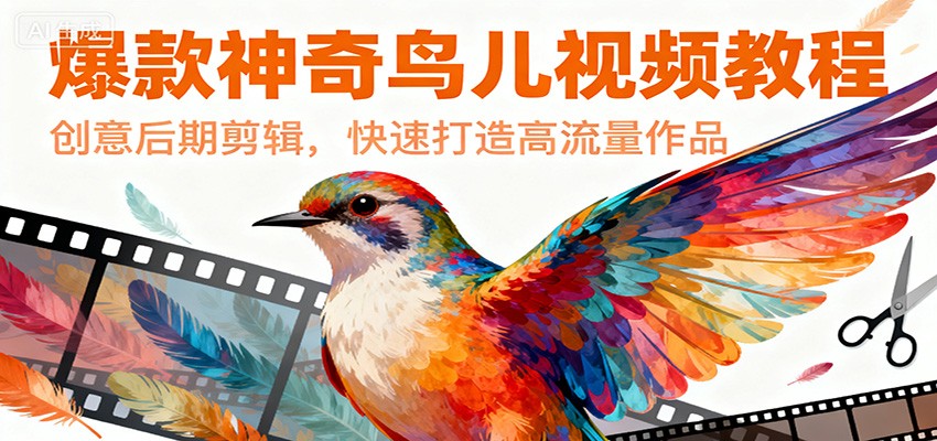 爆款神奇鸟儿视频教程,创意后期剪辑,快速打造高流量作品-禾谷轻创网