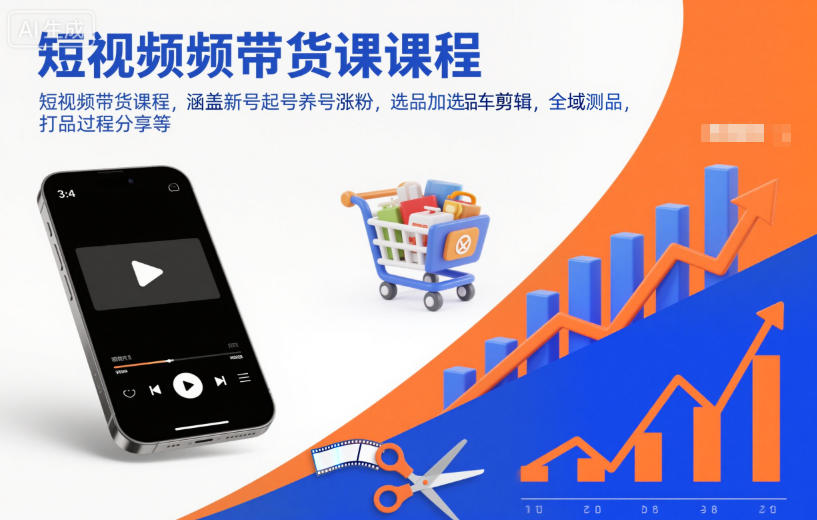 短视频带货课程，涵盖新号起号养号涨粉，选品加选品车剪辑，全域测品，打品过程分享等-禾谷轻创网