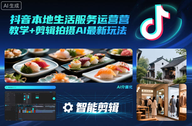 抖音本地生活服务运营教学+剪辑拍摄AI最新玩法-禾谷轻创网