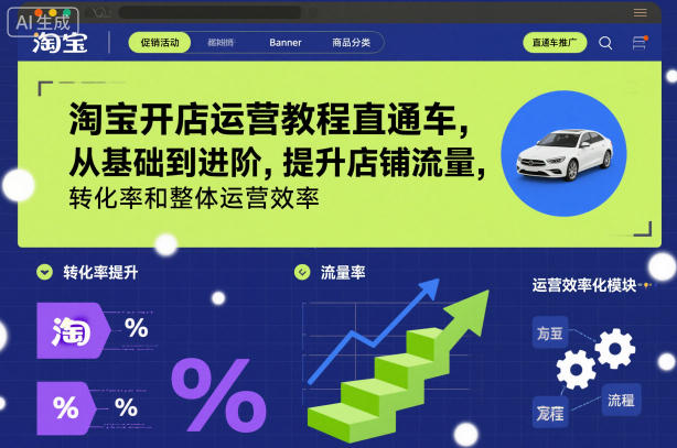 淘宝开店运营教程直通车，从基础到进阶，提升店铺流量，转化率和整体运营效率(更新11月)-禾谷轻创网
