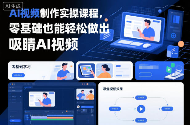 AI视频制作实操课程，零基础也能轻松做出吸睛AI视频-禾谷轻创网
